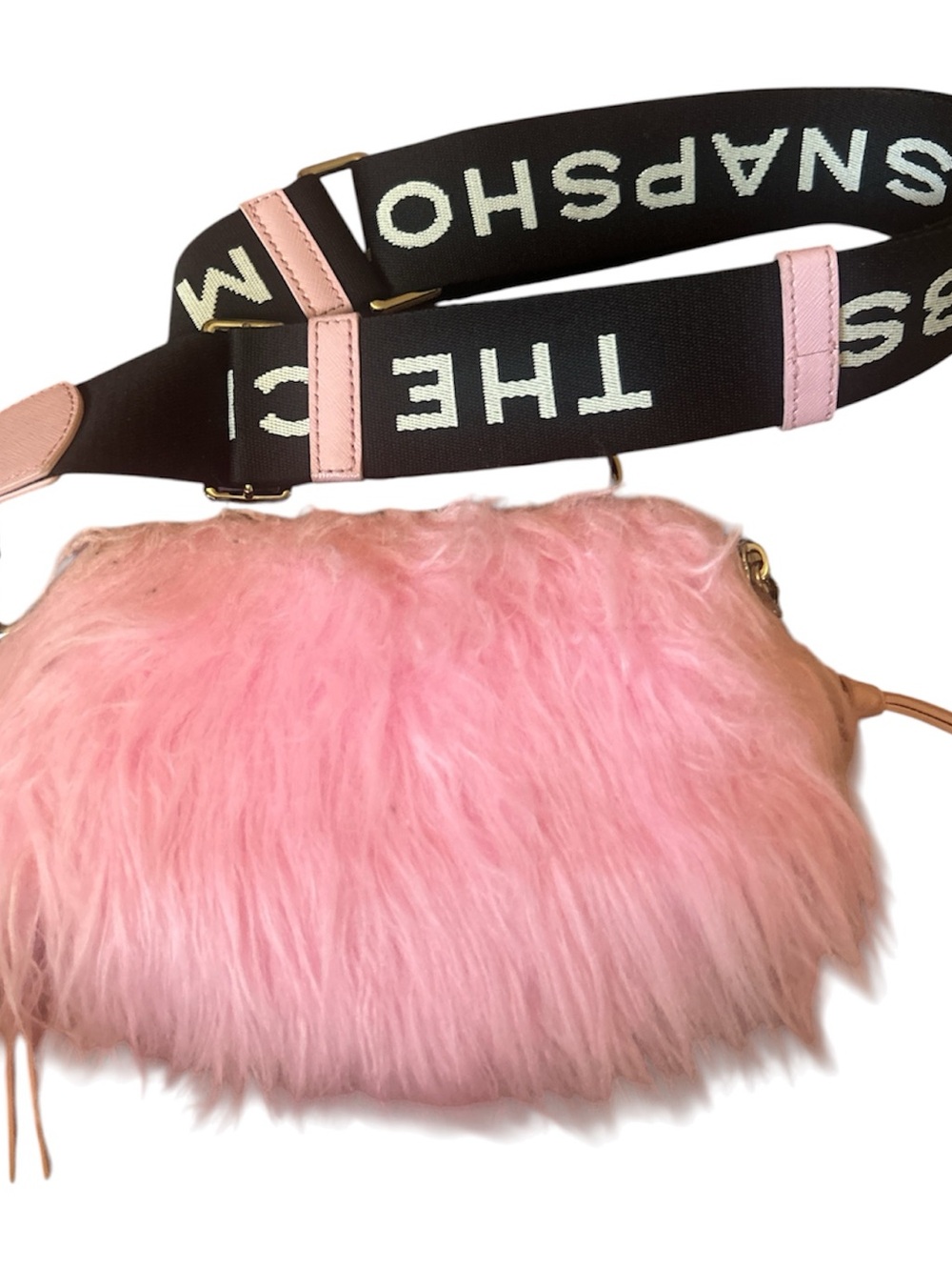 Marc Jacobs Pink Faux Fur Crossbody with Black Logo Strap - Picture 3 of 13